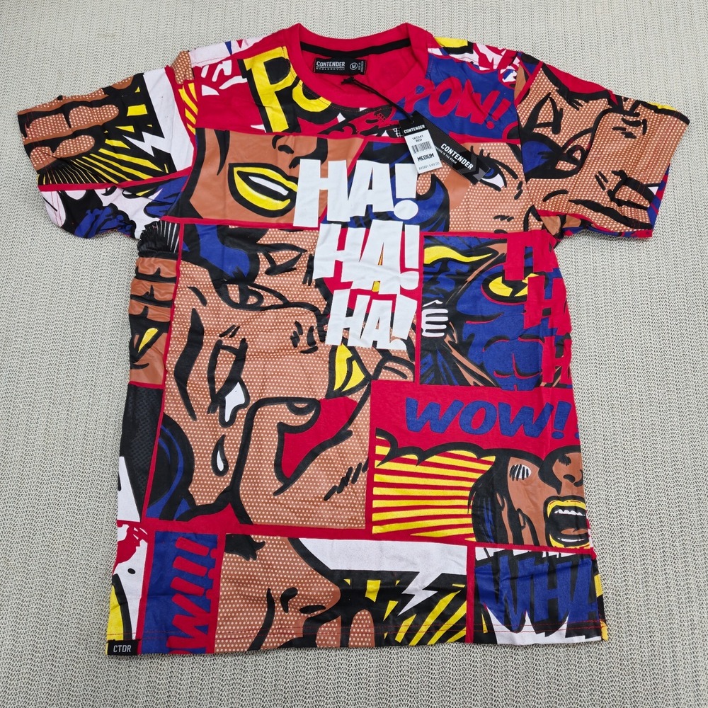 Contender Shirt Mens Medium Red Comics Villan AOP Print Hip Hop Streetwear